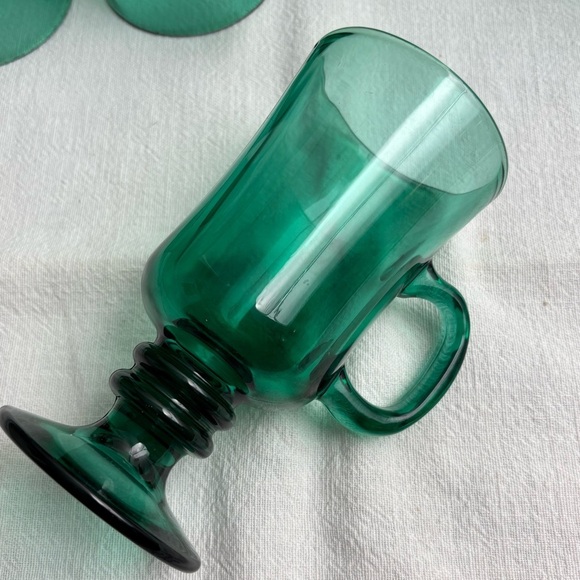 Set of 5 Libbey footed pedestal Juniper green Irish coffee mugs - Picture 4 of 7